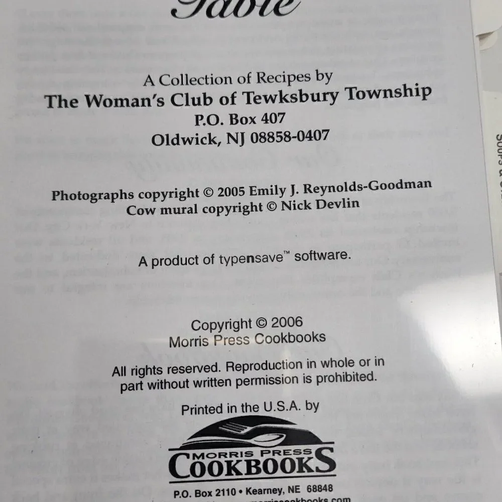 Tewksbury At Table Cookbook Collection Of Recipes‎
